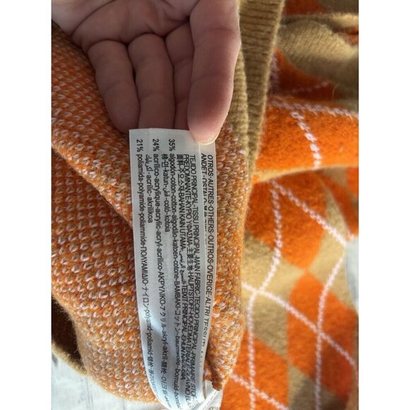 Zara Orange and Tan Argyle Sweater - Picture 9 of 10